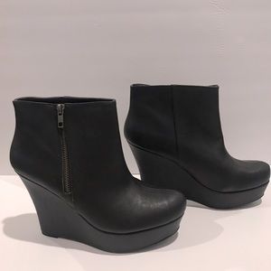 Black Wedge Booties Size 9